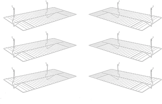 Only Hangers White Wire Slatwall/Gridwall Shelves 24" L x 12" D Pack of (3) - Available in Pack of 3 and 6 (Pack of 6)