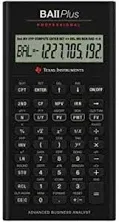 Texas Instruments TI BA-II Plus Financial Calculator - 10 Digits - Black