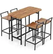 Costway 5 Piece Acacia Wood Bar Table Set