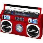 Studebaker SB2145R 80's Retro Street Bluetooth Boombox with FM Radio, CD Player - Red