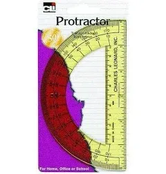 Charles Leonard Protractor, Open Center, 6 Inch, Clear Plastic in Assorted Colors, 1 Each (80600)