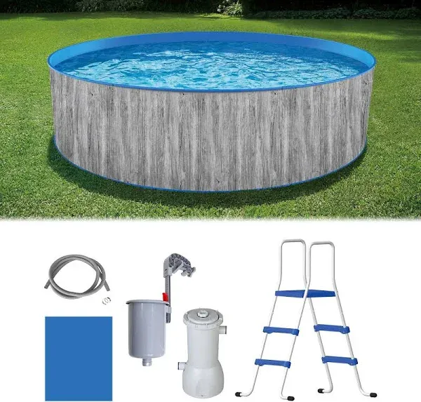 Blue Wave Capri 12-ft 36-in Deep Round Steel Wall Swimming Pool Package