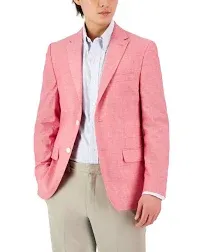 Tommy Hilfiger Mens Conrad Woven Modern-Fit Two-Button Blazer Pink 36S