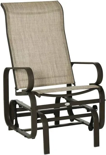 Outsunny Gliding Lounger Chair, Outdoor Swinging Chair with Smooth Rocking Arms and Lightweight Construction for Patio Backyard