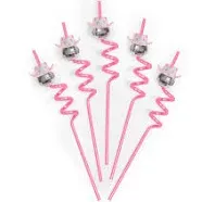 xo, Fetti Disco Cowgirl Pink Reusable Straw Set - 12 pc | Last Disco Bachelorette Decorations, Rodeo Birthday Party Supplies,Space Cowboy Favors