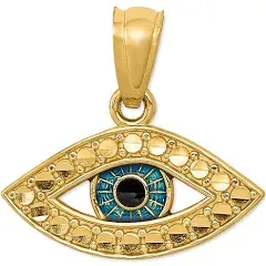 14K Gold Enameled Eye Pendant 0.6 x 0.6 in