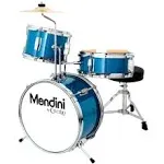 Mendini by Cecilio 13 inch 3-Piece Kids/Junior Drum Set with Throne Cymbal Pedal Drumsticks Metallic Blue Mjds-1-Bl