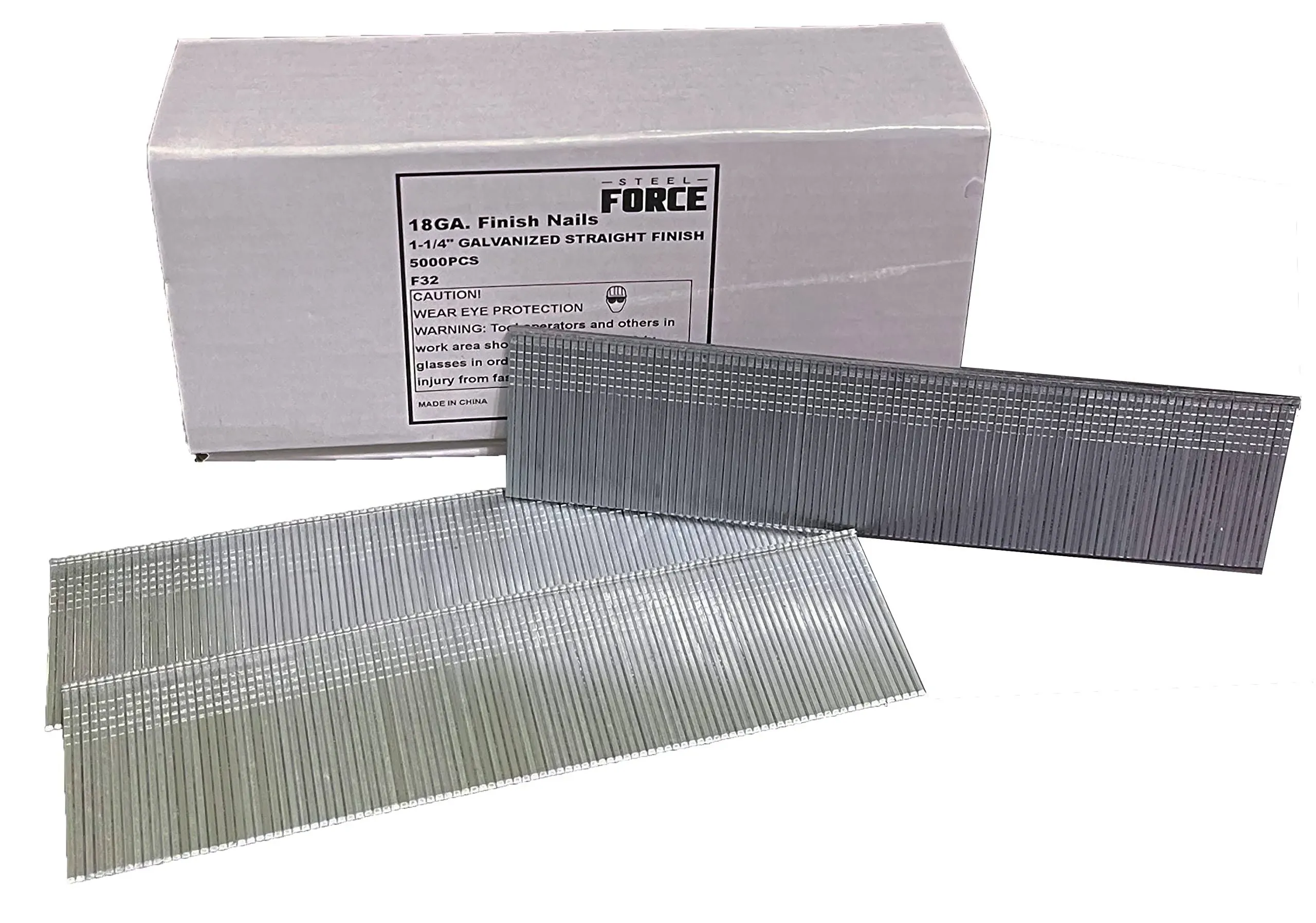 Steel Force F32 18 Gauge 1-1/4 inch Length Straight Galvanized Brad Nails 5,000-Pack