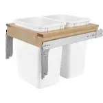 Rev-A-Shelf 4WCTM-21DM2 Double 35 Qt Pull Out Top Mount Trash Container White