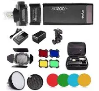 Godox AD200 Pro AD200Pro Flash Strobe Speedlight 200Ws 2.4G, 1/8000 HSS, 500 Full Power Flashes, 0.01-1.8s Recycling, 2900mAh Battery, Bare Bulb/Speedlite Fresnel Flash Head with BD-07, Reflector