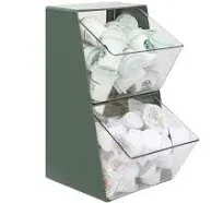 Bokelai Coffee Pod Storage with 2 Large Capacity Basket K Cup Holder Countertop Organizer for Creamer Keuring Espresso Capsule Plastic Tea Bag Organizer Green/Clear