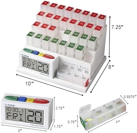 Medcenter 31 Day Pill Organizer with Reminder System