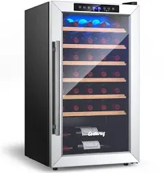 Costway 20" Silver Wine Refrigerator for 33 Bottles and Tempered Glass Door