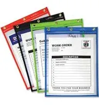 C-LINE Shop Ticket Holder: Vinyl, Grommet, 13 5/8 in Ht, 10 in Wd, Black/Clear, 15 PK