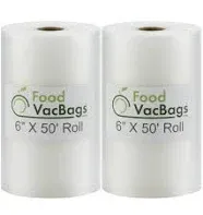 2 FoodVacBags 6&#034;X50&#039; Rolls for FoodSaver machines Vacuum Seal Bags Embossed