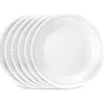 Corelle Caspian Lace 6.75 inch Glass Appetizer Plate (Set of 6), Size: 6pc Set, Blue