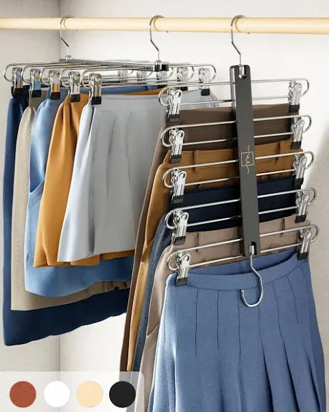 MORALVE Skirt Hangers Space Saving - European Beechwood Shorts Hangers &amp; Skirt H