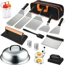 18pcs Griddle Accessories Kit, Flat Top Grill Accessories Set for Blackstone and Camp Chef, Griddle Tools with Extra Large Griddle Spatula and Griddle