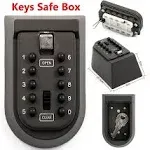 Indoor &amp; Outdoor Key Lock Box Wall Mounted Push Button Combination Key Safe S...