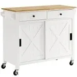 Crosley Laurel Kitchen Island Cart White-Natural