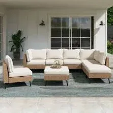 Lausaint Home Wicker Outdoor Sectional Set Cushions