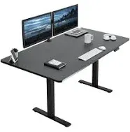 VIVO Electric Height Adjustable 60 X 24 Inch Memory Stand up Desk, Rustic Vintag