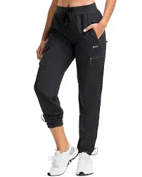 BVVU Women's Cargo Joggers Lightweight Quick Dry Hiking Pants Outdoor Waterproof Athletic Workout Pants with Zipper Pockets