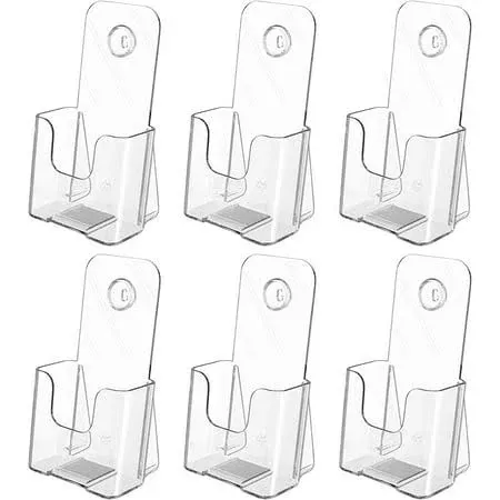 6 Pack Acrylic Brochure Holder, Trifold 4 Inches Wide Pamphlet Holder 