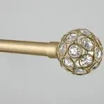 Exclusive Home Rings 1" Curtain Rod and Coordinating Finial Set, Gold, Adjustable 36" 72"