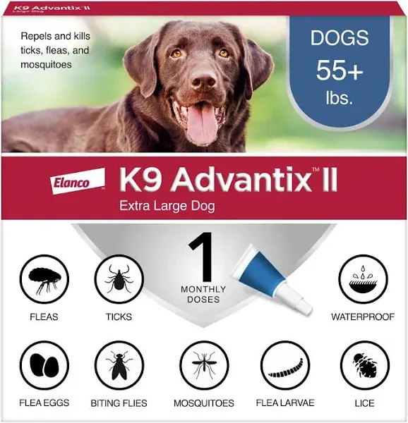 K9 Advantix II XL Dog Vet-Recommended Flea, Tick & Mosquito Treatment & Prevention | Dogs Over 55 lbs. | 12-Mo Supply