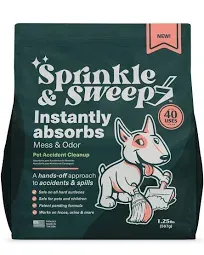 Sprinkle & Sweep Pet Accident Cleanup for all Hard Surface - Non Toxic Quick Pet Mess Cleaner & Odor Remover for Urine, Poop, Vomit, Diarrhea & Potty Training, Hair Balls (1Bag + Sweeper Kit)