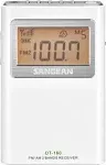 Sangean DT-160 AM/FM Pocket Radio, 100 Hrs on 2 AA Batteries, White