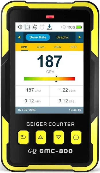 Nuclear Radiation Detector GQ GMC-800 Geiger Counter USA Design Product US National Standard Large Color LCD Display 5 Alarm Types Dosimeter Data Save & Global Share Beta Gamma X-ray Portable Device