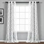 Lush Decor Avon Trellis Grommet Sheer Window Curtain Panel Pair - 38"wx84"l - Neutral