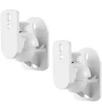 TNP Universal Satellite Speaker Wall Mount Bracket Ceiling Mount Clamp with Adjustable Swivel and Tilt Angle Rotation for Home Theater Surround Sound System Satellite Speakers - 2 Pack, White