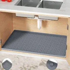 MIFADFAO Under Sink Mat for Kitchen Silicone Waterproof Liner Flexible Organizer Tray with Drain Hole