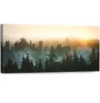 Large Wall Art for Bedroom Living Room Forest Bathed in Sunlight Canvas Print Picture Painting Framed Artwork Wall Decor for Bathroom Modern Room