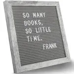 C CRYSTAL LEMON Letter Board, 317 Pre-cut Letters Numbers & Symbols, 10x10 inches, Changeable Wooden Message Board Sign, Wood Frame, Wall Mount, with Display Stand (Rustic Gray)