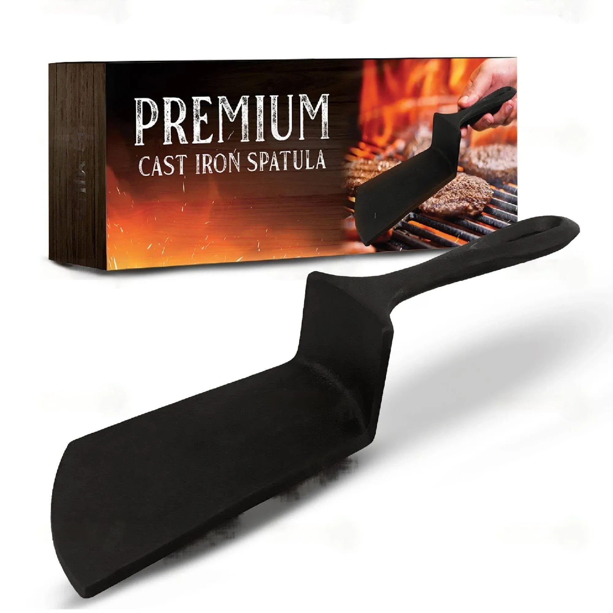 USABEST Premium Cast Iron Spatula Skillet Burger Smasher Press Unique Gift Cooki