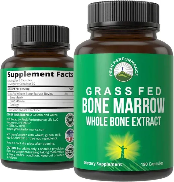 Peak Performance Grass Fed Bone Marrow Whole Bone Extract Supplement