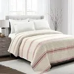 Lush Decor Comforter Farmhouse Stripe, Full/Queen, Red