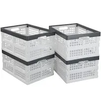 Teyyvn 4-Pack Collapsible Milk Crates, 15L Plastic Stackable Storage Bins Utility Folding Baskets