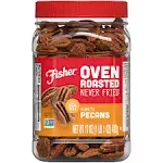 Fisher Oven Roasted Never Fried Mammoth Pecans, 17 Ounces (Pack of 1), Heart Healthy Snacks for Adults, Made with Sea Salt, No Added Oil or Artificial Ingredients , Gluten Free, Vegan Protein, Bulk