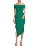 Betsy & Adam Womens Asymmetric Ruffled Cocktail and Party Dress