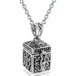 Jesus Fish Heart Memorial Poison Prayer Box Locket Necklace Pendant .925 Silver