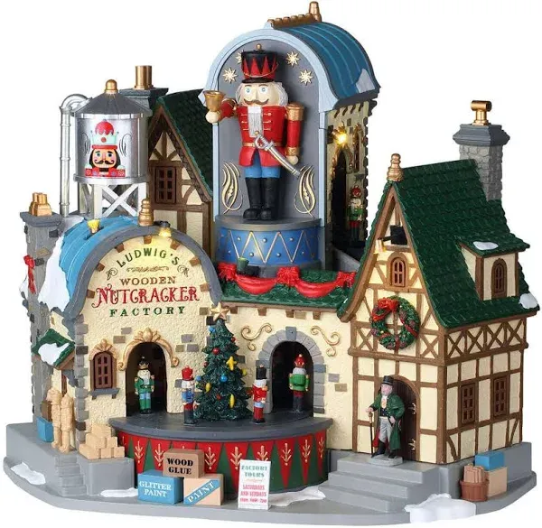 Lemax Multicolored Polyresin Ludwigs Wooden Nutcracker Factory Christmas Village 11.42 W in.