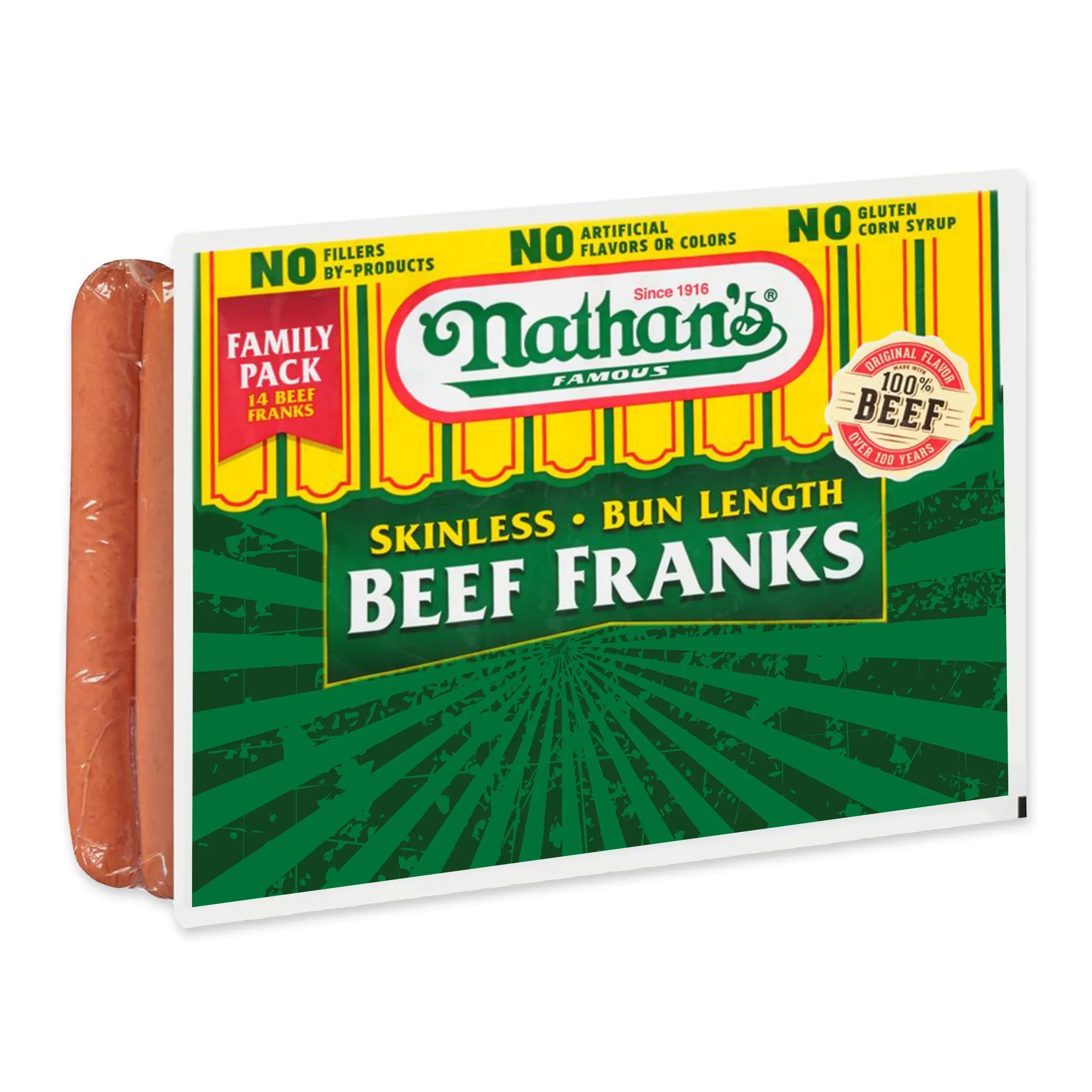 Nathan's Famous Bun Length Skinless Beef Franks (12 oz, 8 ct)