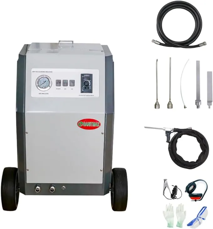 SM2000 Dry Ice Blasting Machine, 44 lbs Dry Ice Hopper, Handheld Control Spray Gun, 5 Nozzles