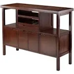 Winsome Diego Wine Rack Transitional Solid Wood Buffet Table in Walnut