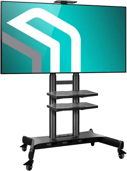 ONKRON Mobile TV Stand for 50-86 Inch TVs up to 200 lbs, Height Adjustable TV Stand with Wheels max VESA 800x500 Mobile TV Cart Rolling TV Stand Portable - Tall TV Stand Movable/TV Roller Black